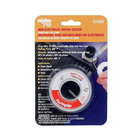 Alpha Fry Alpha Fry 4 oz Acid Core Wire Solder 0.125 in. D Tin/Lead 40/60 1 pc 32406